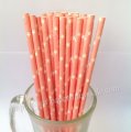 Pink Paper Drinking Straws Print with Stars 500pcs