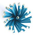 100 Pcs/Box Mermaid Blue Silver Foil Scale Paper Straws