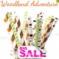 200pcs WOODLAND ADVENTURE Themed Paper Straws Mixed