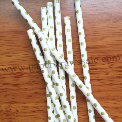 Gold Swiss Dot Party Paper Straws 500pcs