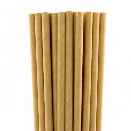 Brown Plain Solid Kraft Paper Straws 500 pcs
