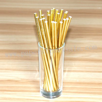 Gold Foil Plain Paper Straws 500pcs [npaperstraws101]