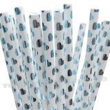 Metallic Silver Foil Heart Paper Straws 500pcs