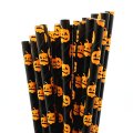 Halloween Orange Pumpkin Print Black Paper Straws 500 pcs Halloween Orange Pumpkin Print Black Paper Straws 500 pcs
