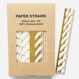 100 Pcs/Box Mixed Metallic Foil Gold Paper Straws
