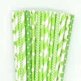 125 Pcs Mixed 5 Styles Light Lime Green Paper Straws