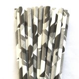 Camouflage Grey Gray Black Camo Paper Straws 500 Pcs