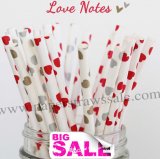 300pcs LOVE NOTES Heart Paper Straws Mixed