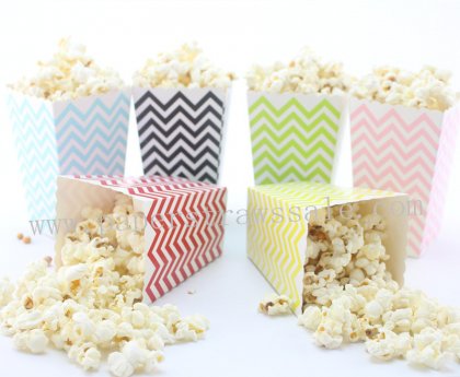 360pcs Mix 6 Colors Chevron Paper Popcorn Boxes [popcornboxes025]