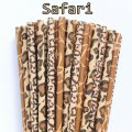 100 Pcs/Box Mixed Leopard Cheetah Giraffe Safari Paper Straws