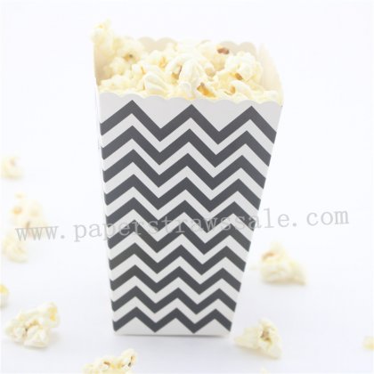 Black Chevron Paper Popcorn Boxes 36pcs [popcornboxes001]