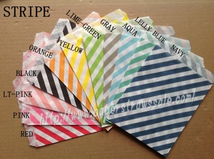 1100pcs Mixed 11 Colors Party Paper Bags Striped [ppbags002]