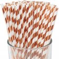 Metallic Foil Rose Gold Stripe Paper Straws Clearance Metallic Foil Rose Gold Stripe Paper Straws Clearance