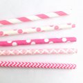 125 Pcs Mixed 5 Styles Hot Pink Party Paper Straws
