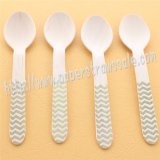 Gold Chevron Print Wooden Spoons 100pcs