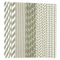125 Pcs Mixed 5 Styles Grey Gray Paper Straws
