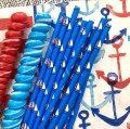 Blue Nautical Sailing Boat Sailboat Paper Straws 500 pcs