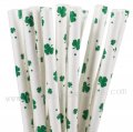 Green Leaf Clover Shamrock Paper Straws 500pcs Green Leaf Clover Shamrock Paper Straws 500pcs