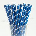 Navy Paper Straws White Heart Print 500pcs