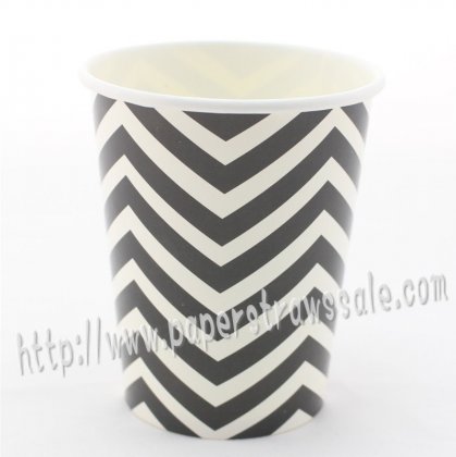 90Z Black Chevron Paper Drinking Cups 120pcs [dpapercups015]