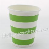 90Z Green Striped Paper Drinking Cups 120pcs