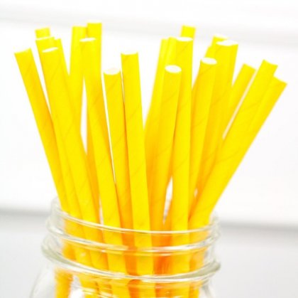Plain Solid Yellow Paper Straws 500 pcs