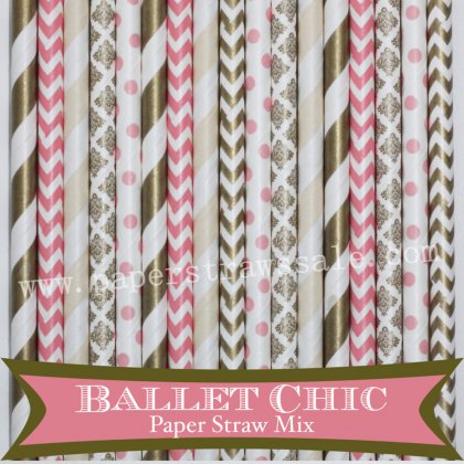 300pcs Ballet Chic Party Paper Straws Mixed [themedstraws316]