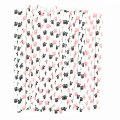100 Pcs/Box Mixed Black Pink Paw Doggy Party Paper Straws