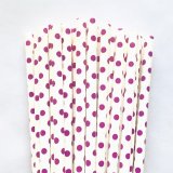 White With Deep Purple Swiss Dot Paper Straws 500 Pcs