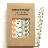 100 Pcs/Box Mixed Into The Woods Woodland Paper Straws