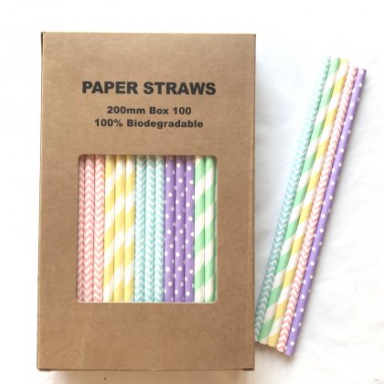 100 Pcs/Box Mixed Easter Pastel Perfection Paper Straws [100boxpaperstraws041]