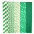 125 Pcs Mixed 5 Styles Kelly Deep Green Paper Straws