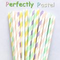 100 Pcs/Box Mixed Stripe Perfectly Pastel Paper Straws
