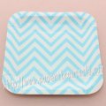 7" Blue Chevron Square Paper Plates 60pcs