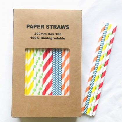 100 Pcs/Box Mixed Colorful Carnival Colors Paper Straws