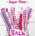 250pcs SUGAR PLUM Themed Paper Straws Mixed