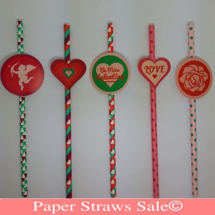 Valentine's Day Paper Straws 1000pcs Mixed 5 Colors [mpaperstraws050]