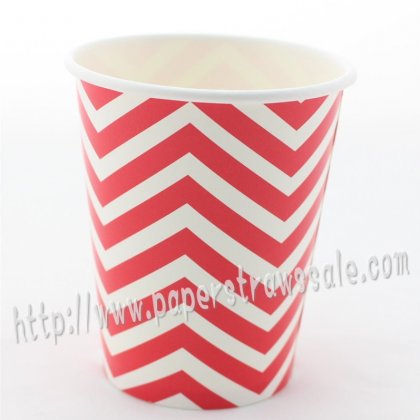 90Z Red Chevron Paper Drinking Cups 120pcs [dpapercups004]