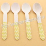 Yellow Chevron Print Wooden Spoons 100pcs