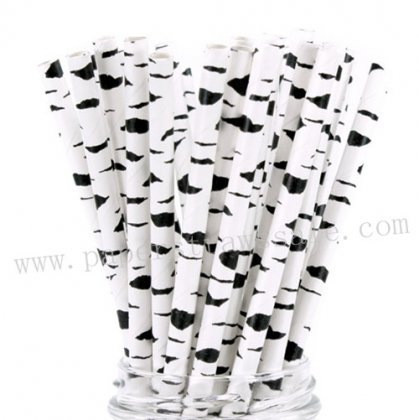 Birch Black and White Paper Drinking Straws 500pcs [npaperstraws005]