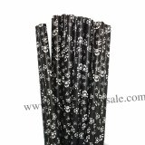 White Death Print Black Halloween Paper Straws 500pcs