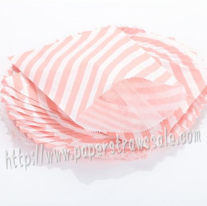 Pink Diagonal Stripe Paper Favor Bags 400pcs [pfbags016]