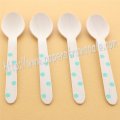Aqua Polka Dot Print Wooden Spoons 100pcs