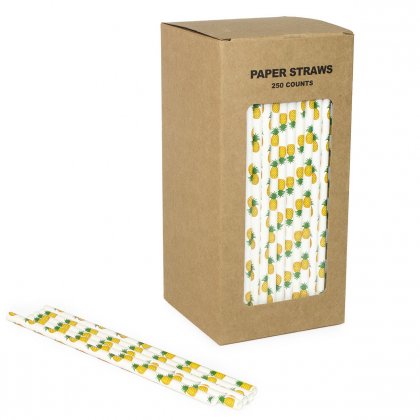 250 pcs/Box Yellow Pineapple Paper Drinking Straws [pineapplestraws250]