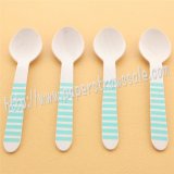 Aqua Striped Print Wooden Spoons 100pcs