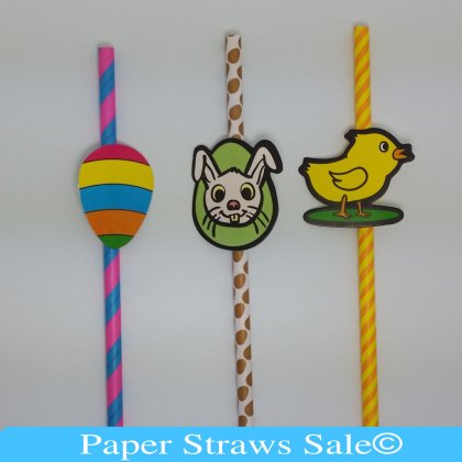Easter Paper Straws 600pcs Mixed 3 Colors [mpaperstraws051]