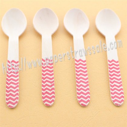 Red Chevron Print Wooden Spoons 100pcs