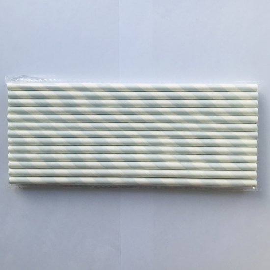Light Pale Blue Striped Paper Straws Clearance - Click Image to Close