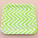 7" Green Chevron Square Paper Plates 60pcs