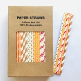 100 Pcs/Box Mixed Fall Autumn Harvest Party Paper Straws